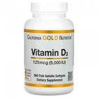 Витамин D3 125 мкг, California Gold Nutrition, 360 капсул
