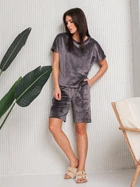 Пижама (футболка + шорты) женская BARWA garments 0290/291 S Темно-серая (2112902911099)