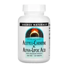 Амінокислота Source Naturals Ацетил-L-Карнітин та Альфа-Ліпоєва Кислота 650 мг