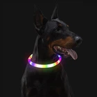 Светодиодный, водостойкий LED ошейник для собак с зарядкой USB, 70 см, размер L (хамелеон)