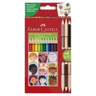 Олівці кольорові Faber-Castell 12 кольорів + 3 двосторонні олівці Bicolor Skintones, картон