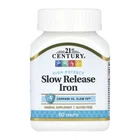 Iron Slow Release 21st Century, високоефективне залізо з повільним вивільненням, 45 мг, 60 таблеток