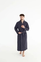 Мужской вафельный халат кимоно Темно-серый плотность 320 г/м2, размер XXXL, 100% хлопок
