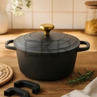 Каструля з мармуровим покриттям та металевою кришкою, 4.4 л (24 х 12 см) чорний Edenberg EB-12093