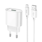 Сітчасте зарядне пристрій з кабелем HOCO C109A Fighter single port QC3. 0 charger set(Micro) білий