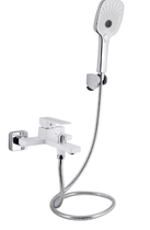 Змішувач для ванни Gemini, Chrome/White (k35) з душовим гарнітуром QTGEM259CRW45683 Qtap