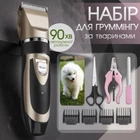 Набор для груминга Saeday SD 865 машинка для стрижки домашних животных 4 в 1 для кошек и собак профессиональный триммер для шерсти аккумуляторный тихий цвет золото