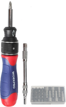 Викрутка WORKPRO з храповим механізмом з додатковими насадками (28од.) (W021179)