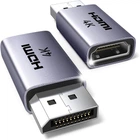 Переходник Ugreen DP130 DisplayPort - HDMI 4K 30Hz 1080P 120Hz Алюминиевый Темно-серый (55928)
