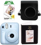 Набор Fujifilm INSTAX Mini 12 Pastel Blue Black Голубой черная фотокамера мгновенной печати / картриджи 20 фото / чехол / альбом 64 фото