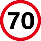Знак 70 на авто 14см*14см зйомний магнітний для початківця
