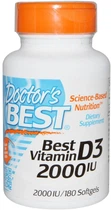 Вітамін D3 Doctor's Best Вітамін D3 2000 МО 180 желатинових капсул (753950002104)