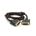 Кабель Merlion Dvi-Dvi 1.5m, 2 ферити, обплетення, Black/Red, 24/24pin, (Пакет) Q200