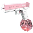 Детский водяной бластер Glock 18 на аккумуляторе электрический пистолет для водных игр с запасной обоймой розовый (578516)