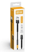 Кабель USB AM - Lightning, 1 м, черный, ColorWay, 2.4A (CW-CBUL063-BK)