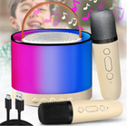Бежева Bluetooth колонка K52 для караоке, з RGB підсвічуванням