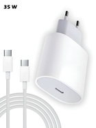 Комплект Зарядное устройство Foxconn с быстрой зарядкой 35W USB-C + Кабель USB-C - USB-C 1 м White для Apple iPhone (37432a)
