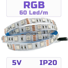 Светодиодная RGB SMD5050 лента 60 светодиодов на метр, 5 вольт, 5V, 60 LED/м, IP20