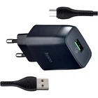 Зарядний пристрій Hoco C72Q QC3.0 із Micro USB чорне швидке заряджання 18W