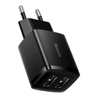Зарядний пристрій Baseus Compact Charger 2U 10.5W Quick Charge 2× USB Type-A Чорний