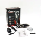 Аккумуляторная роторная электробритва Geemy GM 7719 с триммером для влажного бритья три бритвенные головки черная