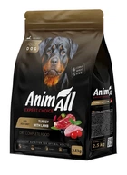 Полнорационный сухой корм AnimAll для взрослых собак больших пород со свежей индейкой и ягненком