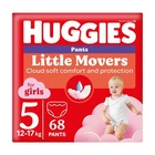 Підгузки-трусики Huggies Little Movers Pants для дівчаток, розмір 5 (12-17 кг), 68 шт