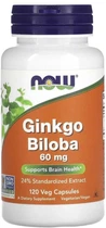 Натуральна добавка Now Foods Ginkgo Biloba 60 мг Веганські капсули