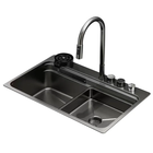 Мийка Zerix ZH7548-SET-03 Nano-Black із вбудованим змішувачем з нерж. сталі (ZM5577)