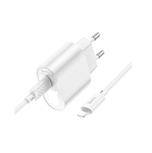 Мережевий зарядний пристрій 1 Type-C Hoco C109A Fighter RD 20W White + Cable Type-C to Lightning 75046