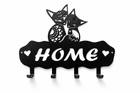 Металева ключниця з кішками та написом HOME чорна матова на 4 гачки (TN0015)