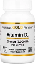 Вітамін D3 California Gold Nutrition Vitamin D3 2000 IU 90 капсул