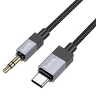 Аудиокабель AUX Hoco UPA32B Black Type-C на mini-Jack 3.5 мм в нейлоновой оплетке 1 м Черный