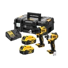 Набір з двох інструментів акумуляторних безщіткових DeWALT, дриль-шурупокрут и ударний шурупокрут, 2 акумулятори 4 Аг, зарядний