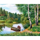 Алмазная мозаика Березы у реки 50x40 см DM-039 Полная зашивка. Набор алмазной вышивки