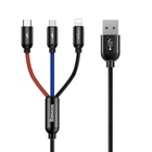 Кабель Baseus Three Primary Colors 3-in-1 USB to Lightning + Micro-USB + USB-C 3.5A 1.2m Black (CAMLT-BSY01)
