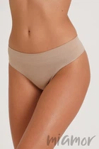 Трусики безшовні в рубчик GIULIA Brasilian briefs RIB NATURALE L/XL Бежеві