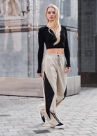 Брюки Женские Стаф Черные Светло-бежевые Спортивные Staff Spo Black & Light Beige M (384085)