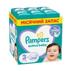Детские подгузники Pampers Active Baby размер 3 (6-10 кг), 208 шт Детские подгузники памперс с индикатором влаги и манжетами с двойной плотностью Памперсы премиум для детей для ночного сна