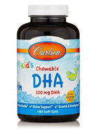 Риб'ячий жир для дітей Carlson Labs (Kids Chewable DHA) 100 мг 180 капсул зі смаком апельсина CAR15720