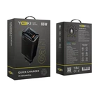 Зарядний пристрій Premium якість Yoki Led Series YK-65 GaN Ultra PD3.0 3.3-11V⎓3A, 5V⎓3A, 9V⎓3A, 12V⎓3A, 15V⎓3A, 20V⎓3.25A (65W Max) Black