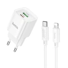 Сітчастий зарядний пристрій з кабелем HOCO C147A Charm PD20W+QC3.0 charger set (C to iP)(EU) білий