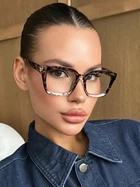 Окуляри сонцезахисні Thin іміджеві леопарові з прозорими лінзами