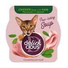 Вологий корм для котів Delickcious Суп з куркою, шинкою та шпинатом 0,08 кг