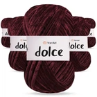 Упаковка YarnArt Dolce, Бордо №752, 5шт - 5 мотков по 100 г 120 м, плюшевая пряжа для игрушек, пледов и аксессуаров, 100% микрополиэстер