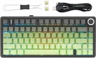 Бездротова ігрова механічна клавітура Aula F75 Contour lines Green 75%, Hot-Swap, RGB, 2.4GHz/Bluetooth/USB