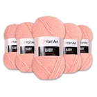 Упаковка YarnArt Baby, Персик №204, 5шт – акриловая пряжа, набор для вязания детской одежды, игрушек, пледов (метраж 1 мотка - 50г /150м)