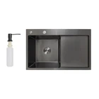Мийка для кухні інтегрована Lidz Handmade H7849BR крил праворуч (LIDZH7849BRPVD3008) Brushed Black PVD