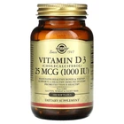 Натуральний вітамін D3 Solgar (Vitamin D3) 1000 МО 100 капсул (SOL-03340)