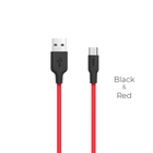 Кабель HOCO X21 USB to Type-C 2A, 1m, silicone, TPE connectors, Black+Red